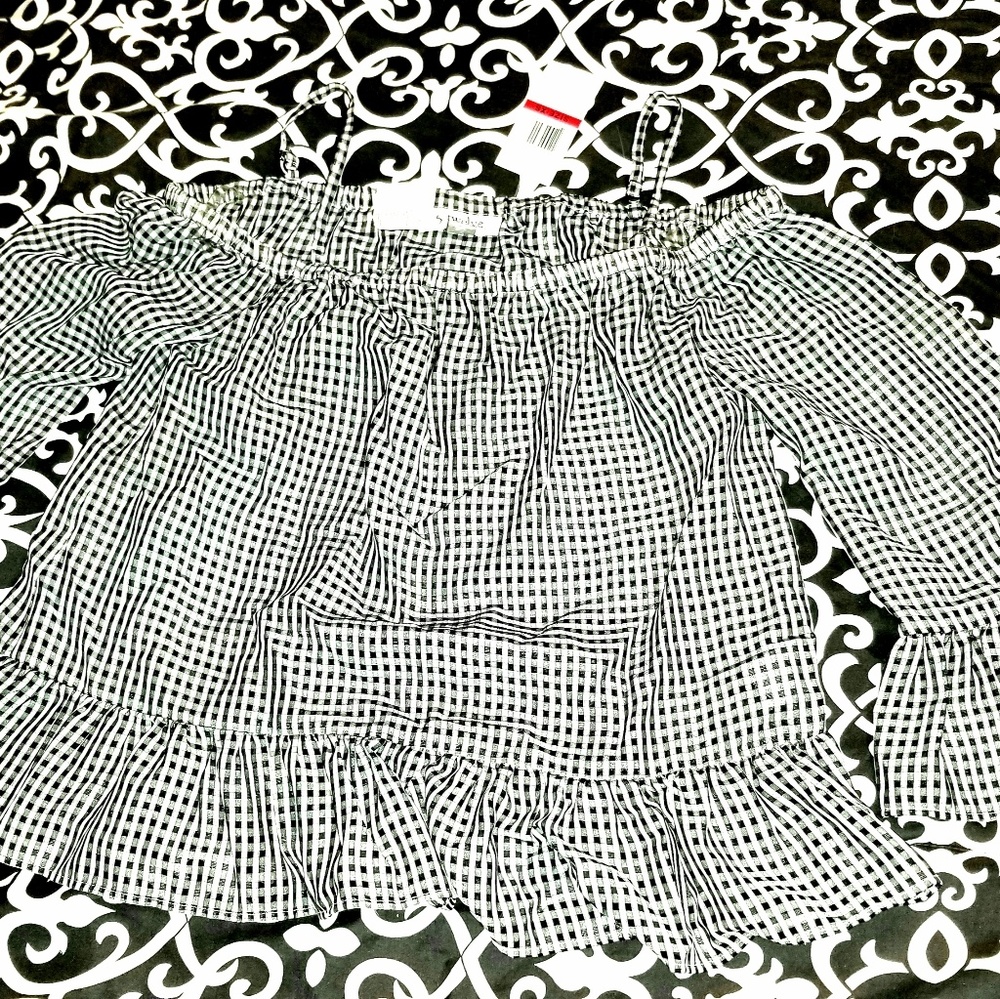 Black/White Plaid Southern Belle Top